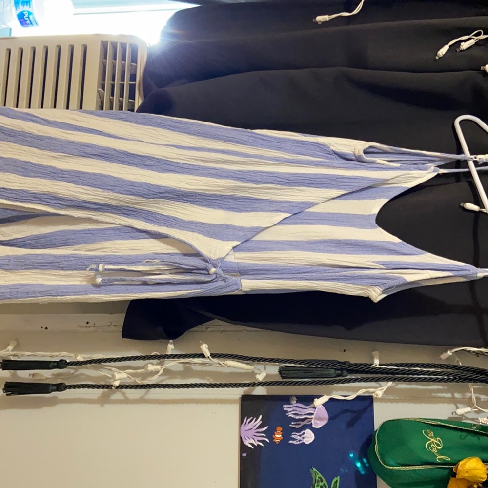 Blue striped romper